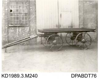 Photograph, black and white, showing a mule wagon, for African Corporation, built by Tasker and Co, Waterloo Foundry, Anna Valley, Abbotts Ann, Hampshire