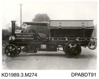 Photograph, black and white, showing a steam wagon, for Hoare Brothers, Tavistock and Saltash, Devon, built by Tasker and Company, Waterloo Foundry, Anna Valley, Abbotts Ann, Hampshire