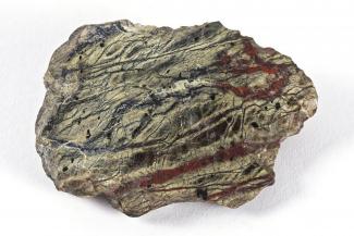 Rock, serpentine, hand specimen of serpentine with one weathered and one polished surface