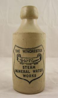 Stoneware mineral water bottle for the Piper Steam Mineral Water Works.