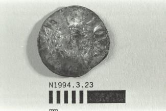 Coin, penny, part of a hoard found at White Lane, Greywell, Mapledurwell and Up Nately, Hampshire in 1989, issued by Henry III, minted by moneyer Willem at Canterbury, Kent, 1251-1272