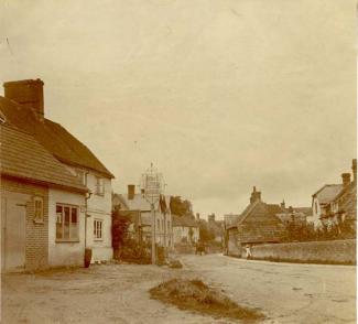 Photograph, sepia, showing the Main Street, Selborne, Hampshire, 1902