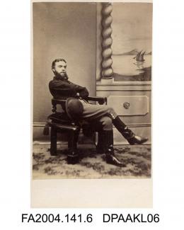 Photograph, Sir Alfred Joseph Tichborne, seated in front of a backdrop of a pillar and seascape, taken by William Savage of Winchestervol 1, page 3