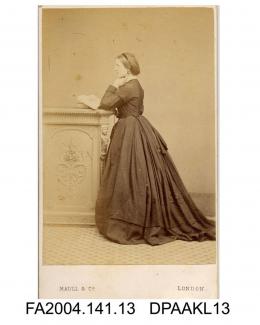 Photograph, Lady Arundell of Wardour, standing and reading a book, taken by Maull and Co of Londonvol 1, page 4 - The Family and Connections
