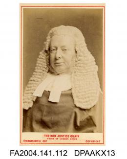 Photograph, The Hon Justice Quain, head and shoulders, wearing legal dress, taken by The London Stereoscopic and Photographic Companyvol 1, page 17 - Counsel for Infant, during the various proceedings -
