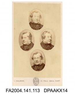 Photograph, four small embossed portraits arranged in diamond pattern, Mr Bacon, barrister, taken by L Caldesi of Londonvol 1, page 17 - Counsel for Infant, during the various proceedings -