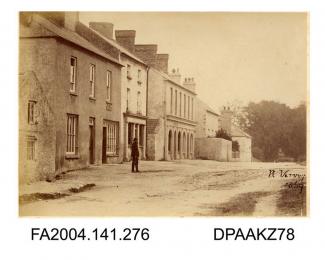 Photograph, view of the road opposite Cahir Barracks showing Mr Holohan's house, taken by R Vervega, 1869vol 1, page 34 - Views of Cahir Barracks