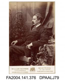 Photograph, Mr Turville, seated among pot plants, drapes and statuettes, taken by William Notman of Montreal, Canadavol 1, page 47