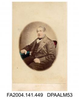 Hand tinted photograph, vignette, Mr George Orton senior of Wapping, butcher and provision merchant, seated, taken by E Gottheil of Londonvol 1, page 54 - Arthur Orton's Family and Relatives