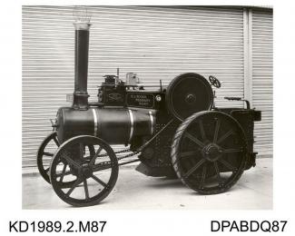 Photograph, black and white, showing a traction engine called Little Giant, for E L Wicks, Kent, built by Tasker and Company, Waterloo Foundry, Anna Valley, Abbotts Ann, Hampshire, 1906