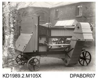 Photograph, black and white, showing a thrashing machine, Tasker and Co, Waterloo Foundry, Anna Valley, Abbotts Ann, Hampshire