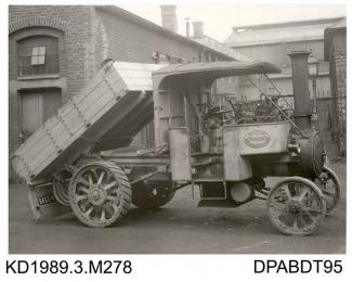 Photograph, black and white, showing a steam wagon, for Willis, built by Tasker and Co, Waterloo Foundry, Anna Valley, Abbotts Ann, Hampshire