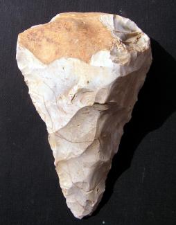 Handaxe, found at the spitalfields allotments, Alton dating from around the middle stone age, around 400,000 years ago.