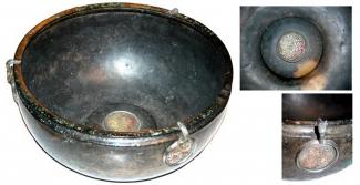 Anglo-Saxon bronze hanging bowl, 7th century AD, from Oliver's Battery, Hampshire.